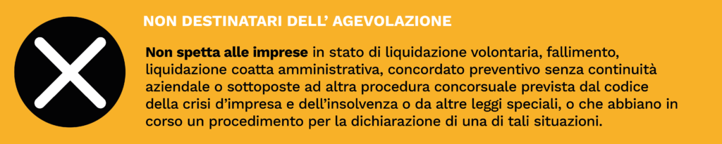 Non destinatari dell'agevolazione